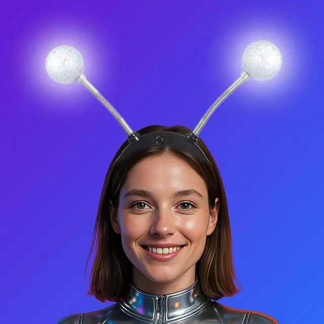 Alt view image 2 of 4 - Light Up Alien Headband LED Antenna Headband Christmas New Years Costume Hair Accessories for Women (A-Silver)