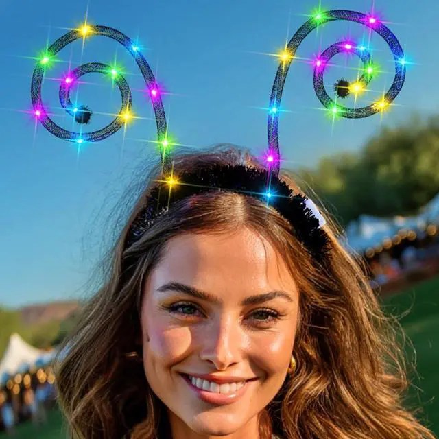 Alt view image 2 of 5 - Light Up Butterfly Antenna Headband Led Spiral Hairband Glowing Halloween Costume Hair Accessories for Women