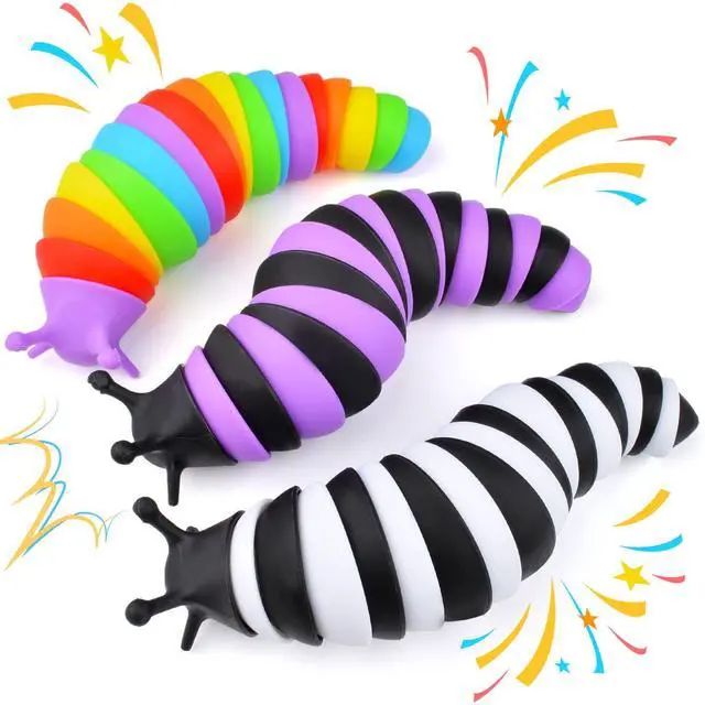 Main image of Fidget Slug Toy 3Pcs Autism Sensory Toys for Autistic Children Airplane Car Travel Essential Toys Gifts for Kids Toddlers Girls Boys Slug Fidget Toys for Kid Adult Easter Basket Stuffers