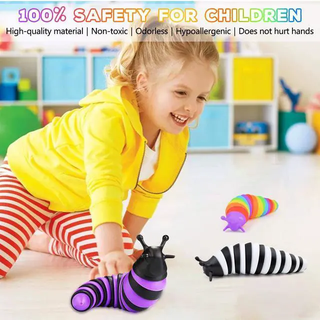 Alt view image 5 of 6 - Fidget Slug Toy 3Pcs Autism Sensory Toys for Autistic Children Airplane Car Travel Essential Toys Gifts for Kids Toddlers Girls Boys Slug Fidget Toys for Kid Adult Easter Basket Stuffers