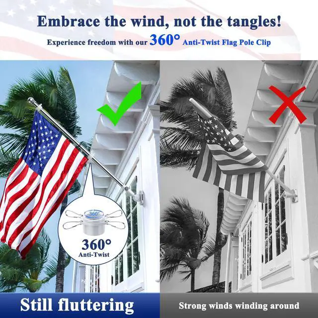 Alt view image 2 of 5 - Flag Pole, Tangle Free Spinning Stainless Steel Rustproof Flagpole for 3x5 Sports Fan Outdoor Flags for Outside House (Silver, 5FT, Without Bracket)