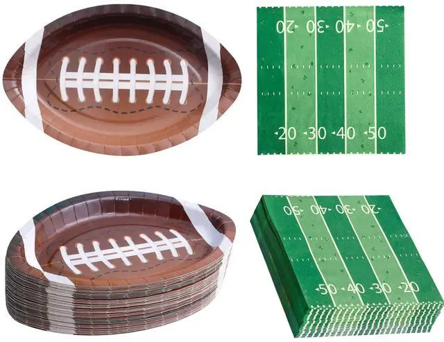 Main image of 48PCS Football Plates and Npakins Party Supplies - Serves 24 - Football Decorations Decor Football Game Day Birthday Party Favor