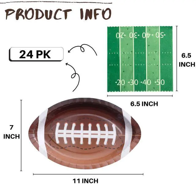 Alt view image 2 of 6 - 48PCS Football Plates and Npakins Party Supplies - Serves 24 - Football Decorations Decor Football Game Day Birthday Party Favor
