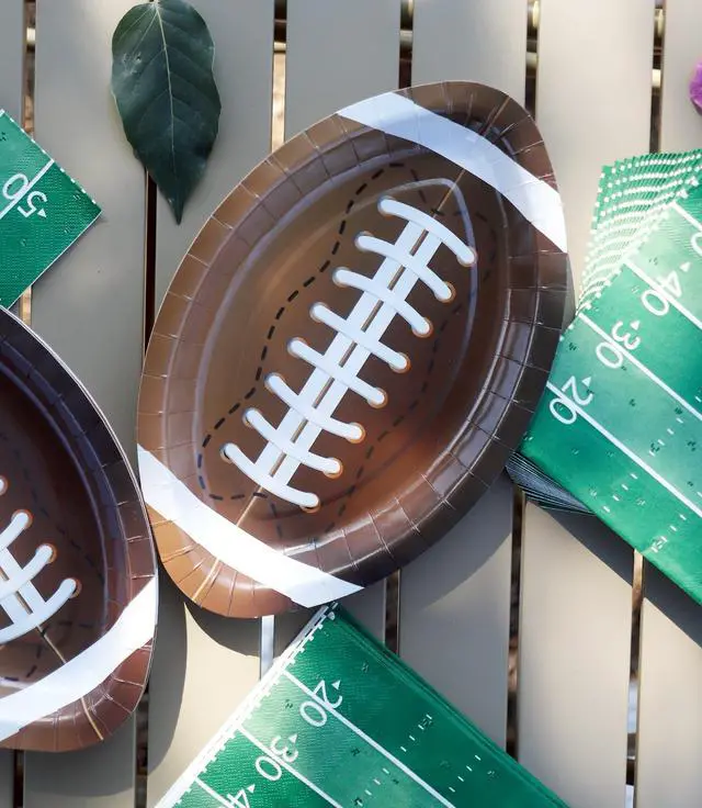 Alt view image 4 of 6 - 48PCS Football Plates and Npakins Party Supplies - Serves 24 - Football Decorations Decor Football Game Day Birthday Party Favor