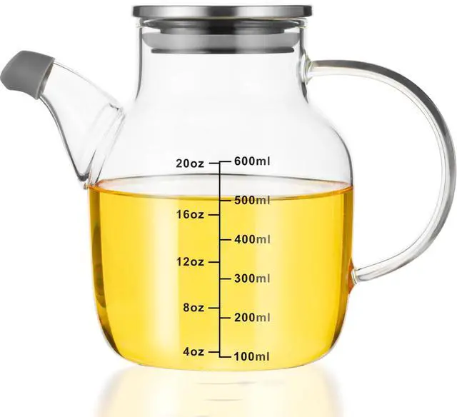 Main image of Glass Oil Dispenser Bottle with Measurements, Oil Dispenser Bottle for Kitchen, 20.3 OZ Oil Container Kitchen for Olive/Vinegar/Cooking/Soy Sauce