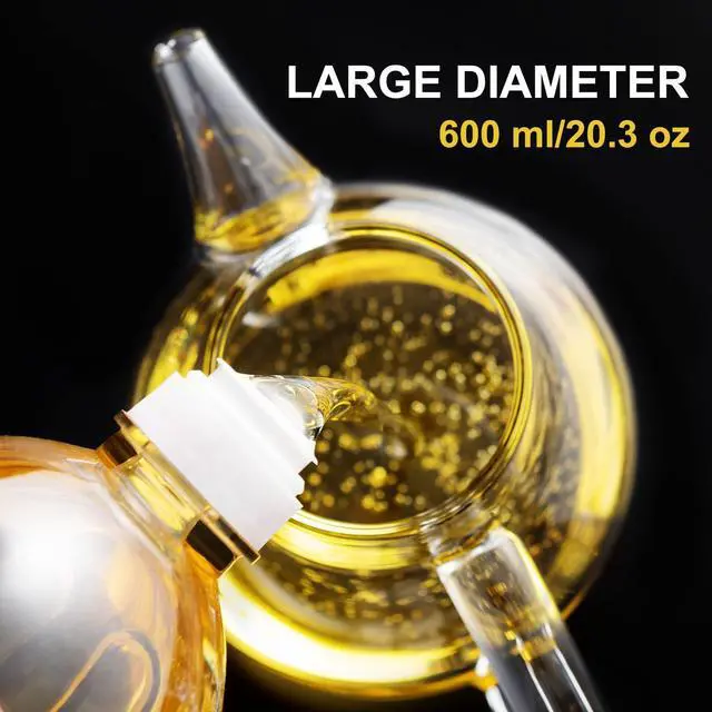 Alt view image 2 of 5 - Glass Oil Dispenser Bottle with Measurements, Oil Dispenser Bottle for Kitchen, 20.3 OZ Oil Container Kitchen for Olive/Vinegar/Cooking/Soy Sauce