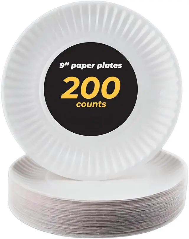 Main image of 9" Uncoated Paper Plates- White, Pack of 200
