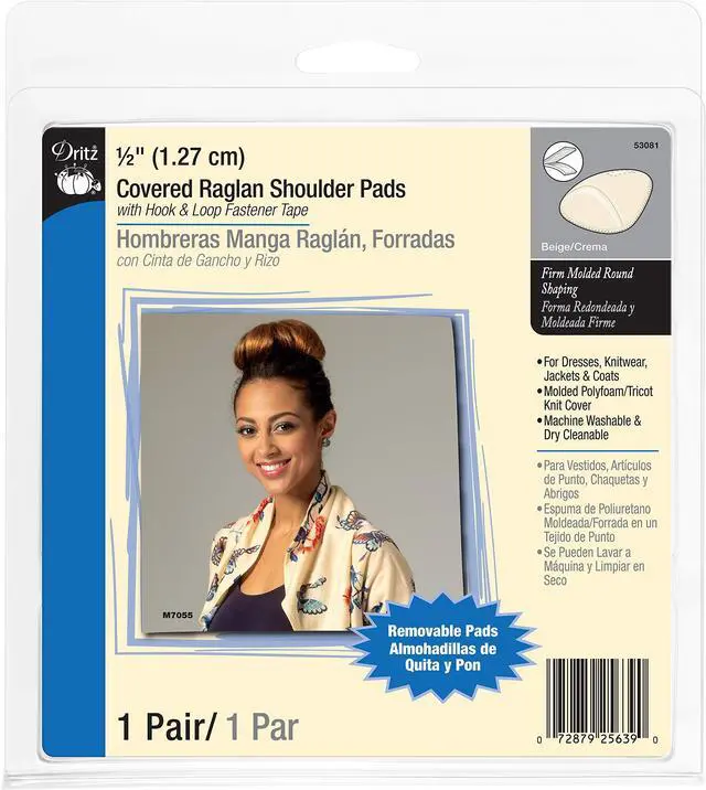 Main image of 1/2" Covered Raglan Shoulder Pads, 1 Pair, Beige