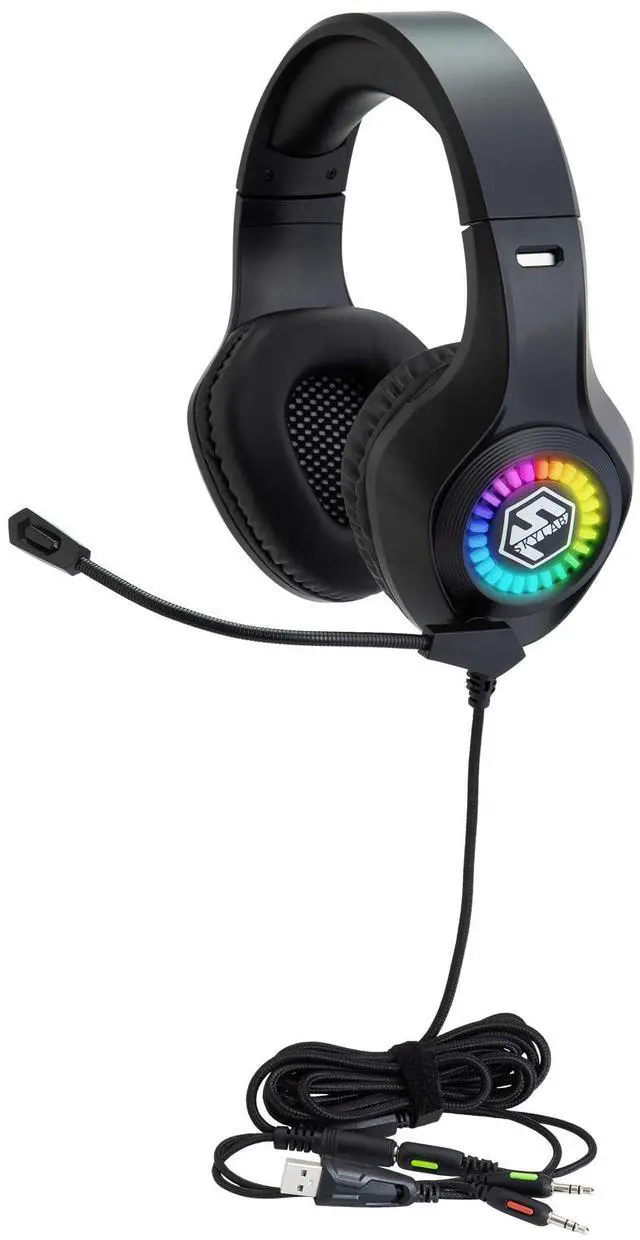 Main image of Skylab Gaming and Multimedia Headset with Noise-Reducing Headphones and LED Lights, Ergonomic Noise Cancelling Gaming Headset with Mic, Black