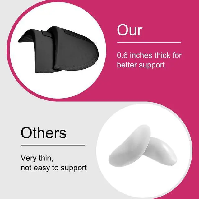 Alt view image 2 of 6 - 4 Pairs Shoulder Pads for Womens Clothing 15mm Thick Foam Shoulder Pad Breathable Sponge Pads for Sloping High Low Shoulders Suit, White & Black