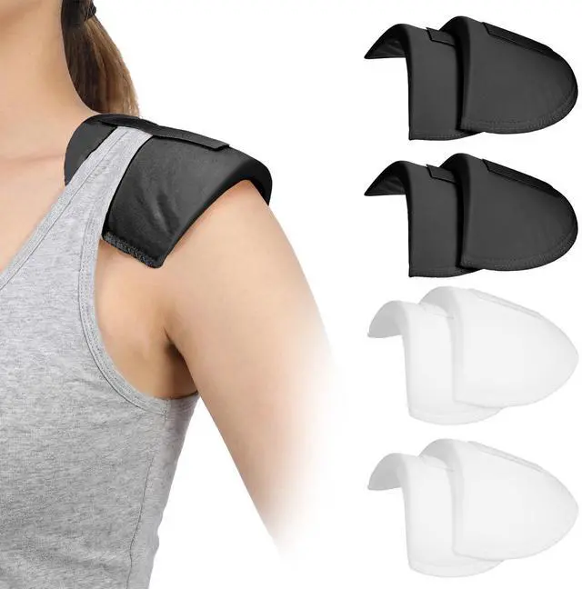 Main image of 4 Pairs Shoulder Pads for Womens Clothing 15mm Thick Foam Shoulder Pad Breathable Sponge Pads for Sloping High Low Shoulders Suit, White & Black