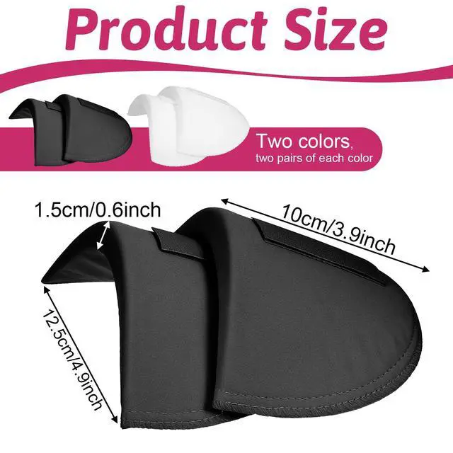 Alt view image 3 of 6 - 4 Pairs Shoulder Pads for Womens Clothing 15mm Thick Foam Shoulder Pad Breathable Sponge Pads for Sloping High Low Shoulders Suit, White & Black