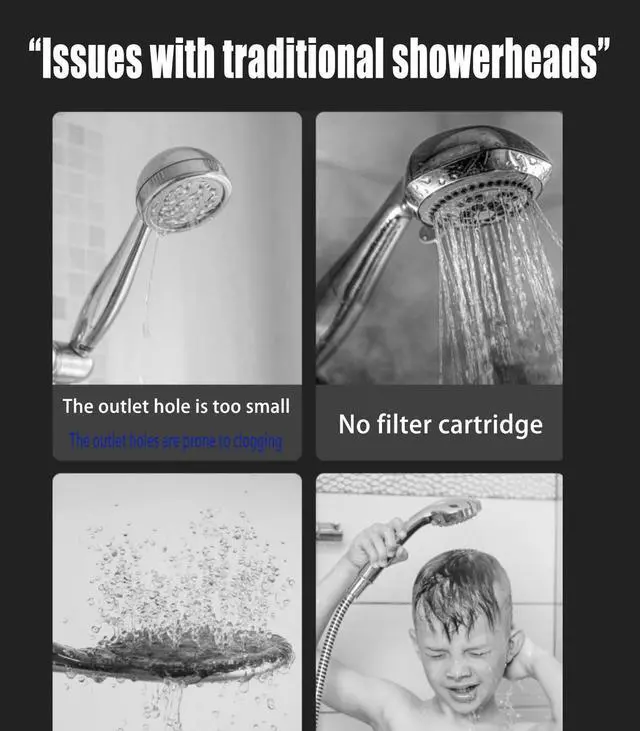 Alt view image 4 of 7 - Filter-Type Shower Head with Handheld Device, High-Pressure, Three Spray Modes, 4-in-1 Removable Shower Head, Equipped with a 150 Cm Flexible Hose, Bracket, and Five Filters (Dark Purple)
