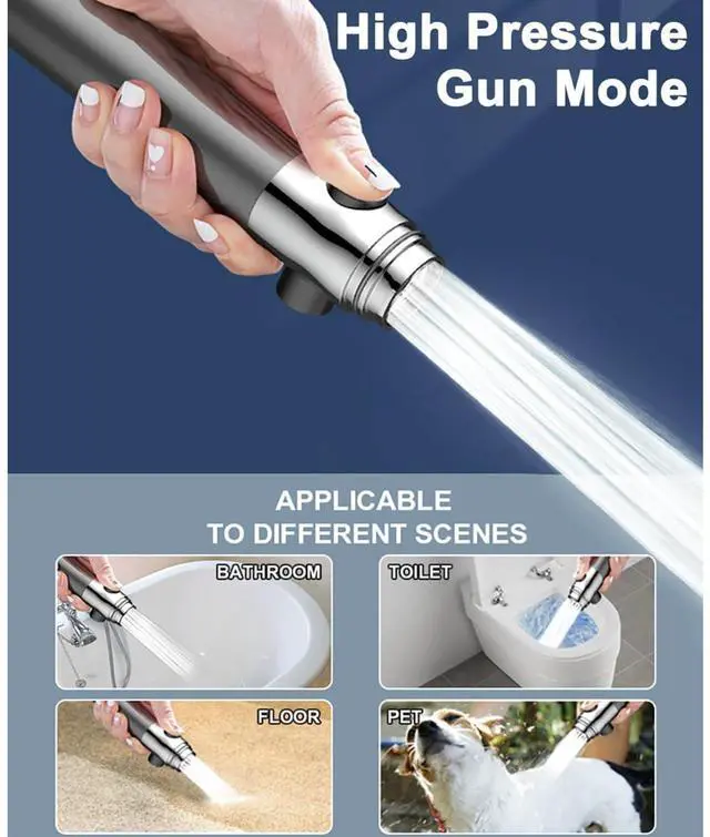 Alt view image 7 of 7 - Filter-Type Shower Head with Handheld Device, High-Pressure, Three Spray Modes, 4-in-1 Removable Shower Head, Equipped with a 150 Cm Flexible Hose, Bracket, and Five Filters (Dark Purple)