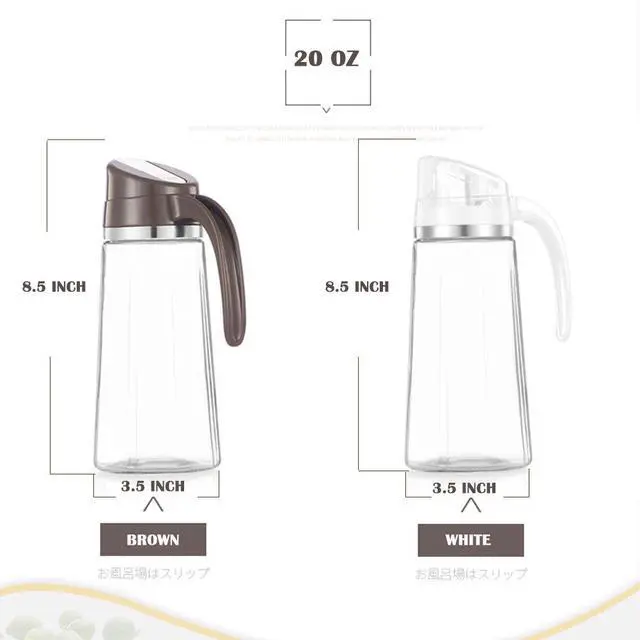 Alt view image 2 of 7 - Oil Dispenser for Kitchen,20 OZ /600ml Leakproof Glass Oil Bottle with Auto Flip Cap,Olive Oil Container for Kitchen Cooking (White)