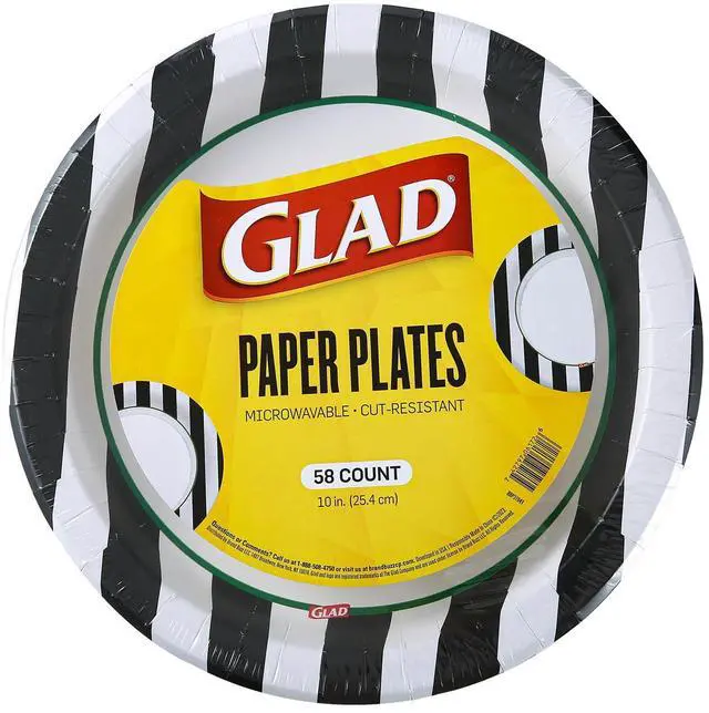Main image of Disposable Paper Plates, Referee Football Design - Soak Proof, Cut-Resistant, and Microwavable for All Foods, Great for Game Day, Parties, and Everyday Meals, Black/White, 10 Inch, 58 Count
