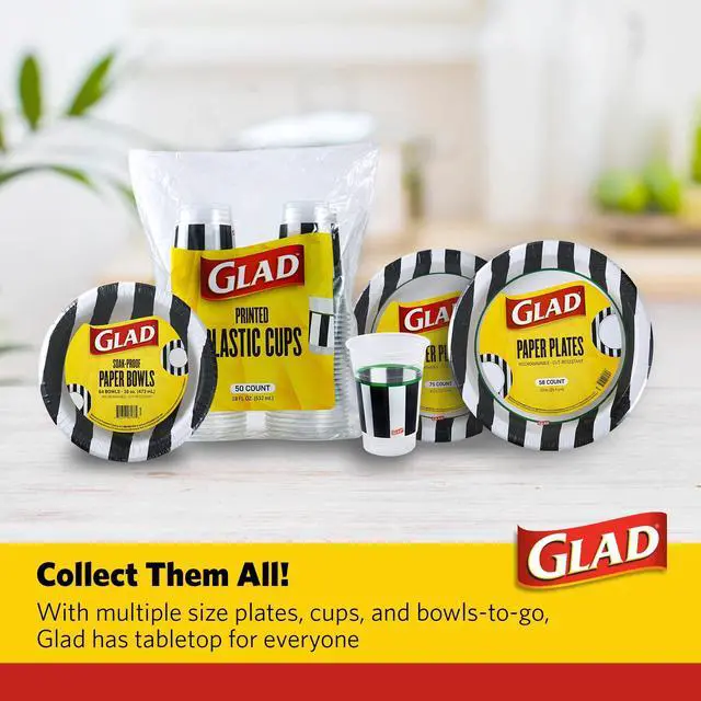 Alt view image 5 of 5 - Disposable Paper Plates, Referee Football Design - Soak Proof, Cut-Resistant, and Microwavable for All Foods, Great for Game Day, Parties, and Everyday Meals, Black/White, 10 Inch, 58 Count