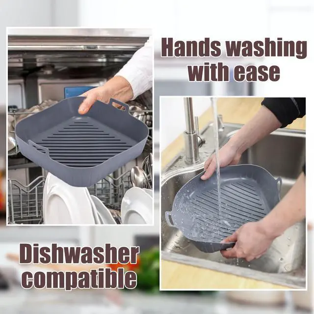 Alt view image 4 of 7 - Silicone Liners Square for 8 to 8.5 inch Air Fryer, 2 Pcs Non-stick Food-grade Reusable Basket Baking Tray Airfryer Accessories