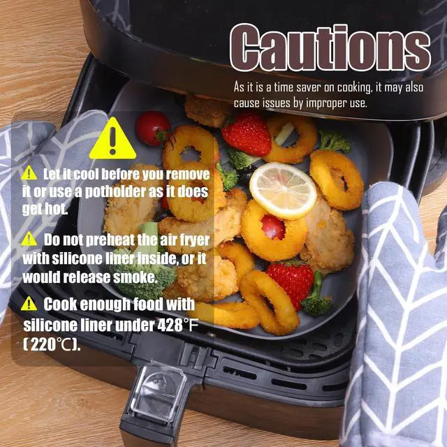 Alt view image 5 of 7 - Silicone Liners Square for 8 to 8.5 inch Air Fryer, 2 Pcs Non-stick Food-grade Reusable Basket Baking Tray Airfryer Accessories