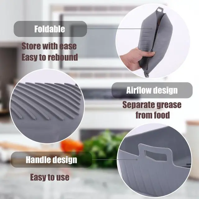Alt view image 7 of 7 - Silicone Liners Square for 8 to 8.5 inch Air Fryer, 2 Pcs Non-stick Food-grade Reusable Basket Baking Tray Airfryer Accessories