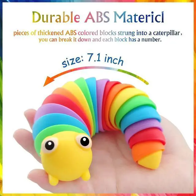 Alt view image 4 of 5 - 2 Pieces Articulated Fidget Toy, Rainbow Caterpillar Toy Ocean Shark Decompression Toys, Stim Toy Decompression Fun Autism ADHD Fidgeting Children's Toys Adults (Shark and Caterpillar)