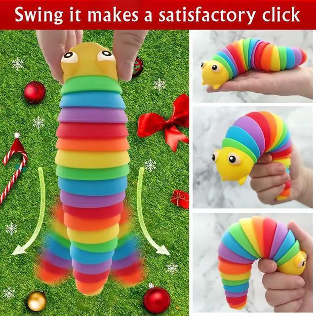 Alt view image 5 of 5 - 2 Pieces Articulated Fidget Toy, Rainbow Caterpillar Toy Ocean Shark Decompression Toys, Stim Toy Decompression Fun Autism ADHD Fidgeting Children's Toys Adults (Shark and Caterpillar)