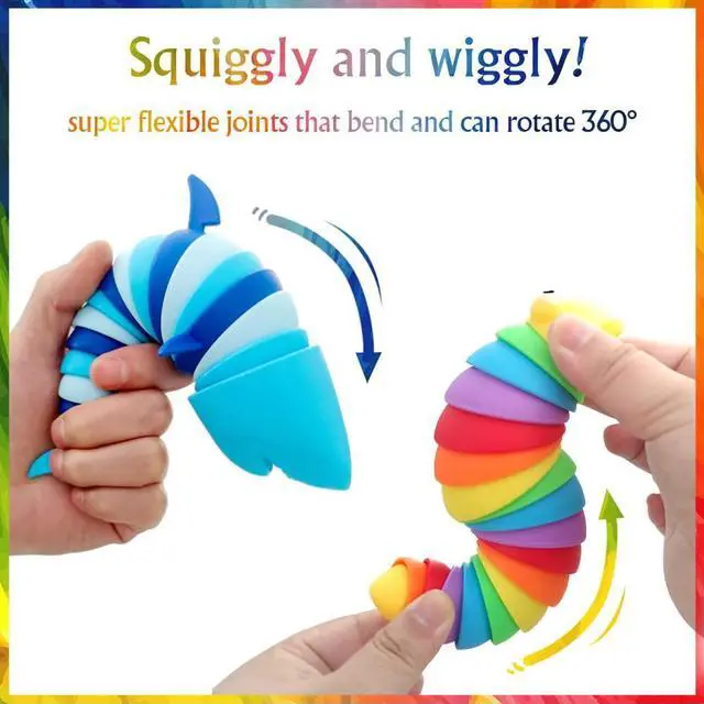 Alt view image 3 of 5 - 2 Pieces Articulated Fidget Toy, Rainbow Caterpillar Toy Ocean Shark Decompression Toys, Stim Toy Decompression Fun Autism ADHD Fidgeting Children's Toys Adults (Shark and Caterpillar)