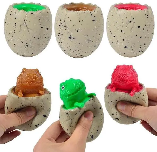Alt view image 2 of 5 - 3 PCS Set Squeeze Toys Squishes Toy Decompression Colorful Evil Dinosaur Pop Out Eggs Squeeze Toys,Sensory Fidget Toys,Stress Relief for Kids & Adult Tricky Funny Novelty Toy