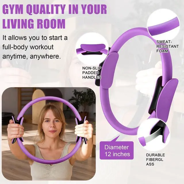 Alt view image 2 of 4 - Pilates Ring Set for Women Exercise Equipment with 9 Inch Yoga Ball, Figure 8 Resistance Band, Sliding Disks, Yoga Bands Accessories Pilates Ring and Ball Set for Beginners Home Workouts