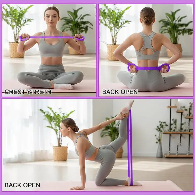 Alt view image 3 of 4 - Pilates Ring Set for Women Exercise Equipment with 9 Inch Yoga Ball, Figure 8 Resistance Band, Sliding Disks, Yoga Bands Accessories Pilates Ring and Ball Set for Beginners Home Workouts