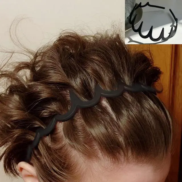 Alt view image 4 of 7 - 8 PCS Fashion No Slip Effortless Plastic Headbands with Teeth Comb Black Skinny Hair Accessories Bands for Women Men Teen Girls, Matte Black