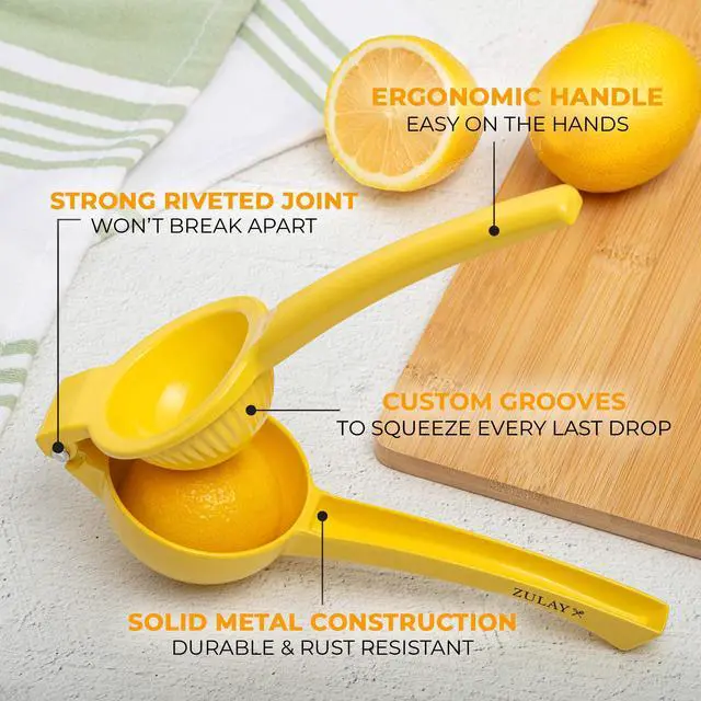 Alt view image 2 of 7 - Metal Lemon Squeezer - Handheld Lemon Juicer Squeezer - Easy to Use Citrus Juicer - Manual Press for Extracting the Most Juice Possible - Extracts Every Last Drop