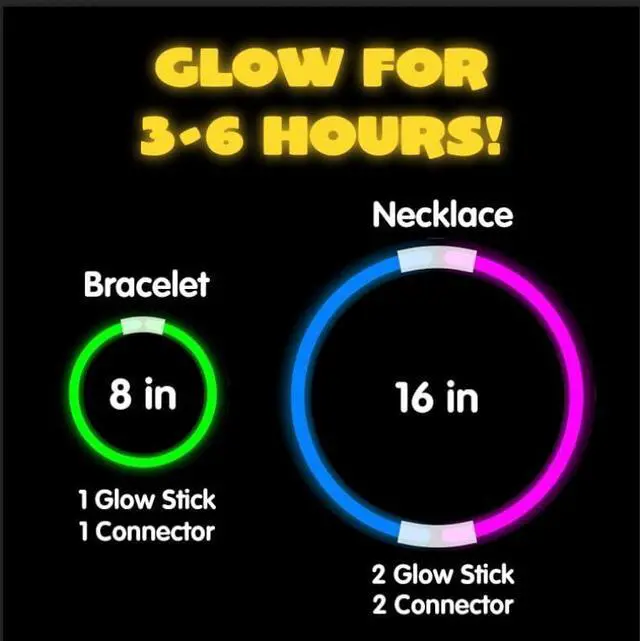 Alt view image 2 of 6 - 144 Pcs 8" Glow sticks Bulk Party Favors Pack, Neon Glow in the Dark Party Supplies, Light Up Necklaces and Bracelets with Connectors, Easter, Football, Birthday Decorations