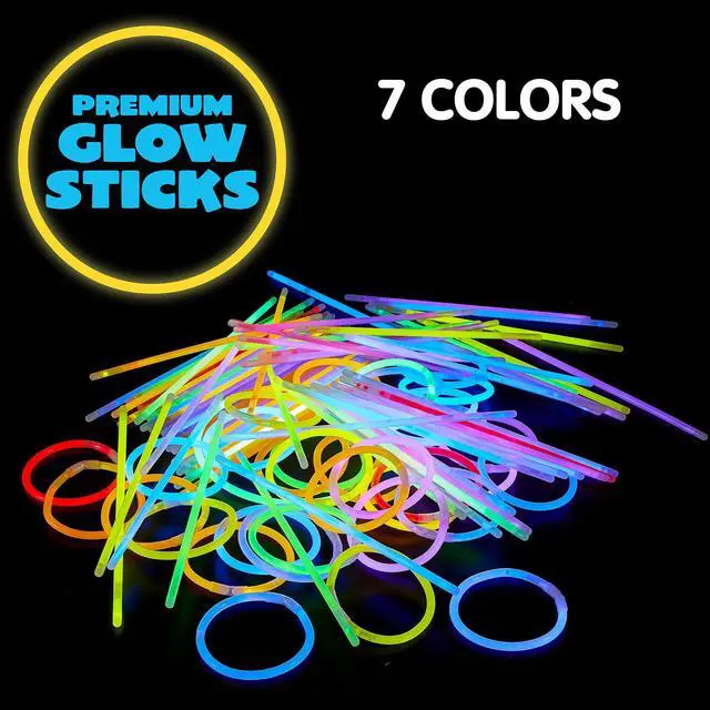 Alt view image 4 of 6 - 144 Pcs 8" Glow sticks Bulk Party Favors Pack, Neon Glow in the Dark Party Supplies, Light Up Necklaces and Bracelets with Connectors, Easter, Football, Birthday Decorations
