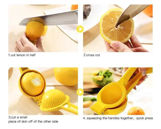 Alt view image 4 of 7 - Manual Juicer Citrus Lemon Squeezer, Fruit Juicer Lime Press Metal, Professional Hand Juicer Kitchen Tool(Yellow