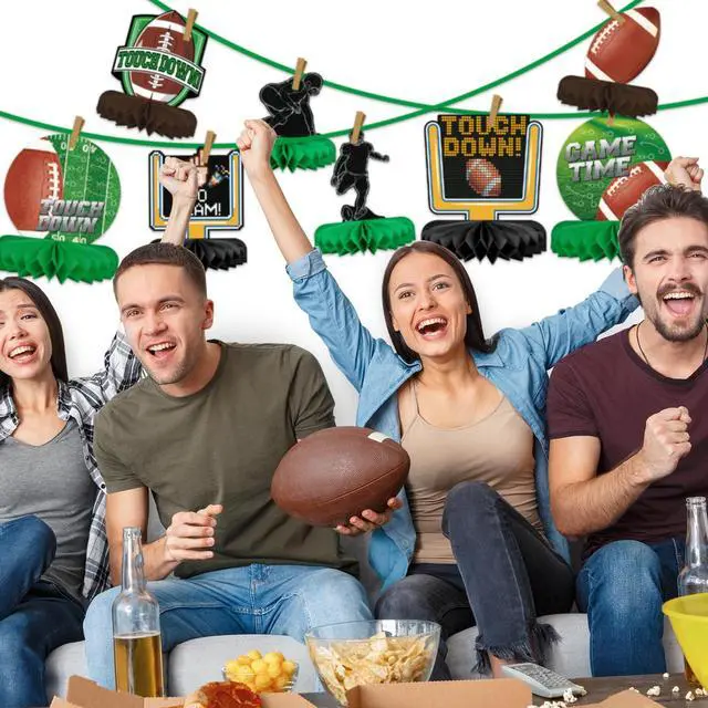 Alt view image 4 of 7 - 10PCS Football Party Decorations Football Table Centerpiece Football Honeycomb Centerpieces Table Toppers for Football Birthday Party Football Game