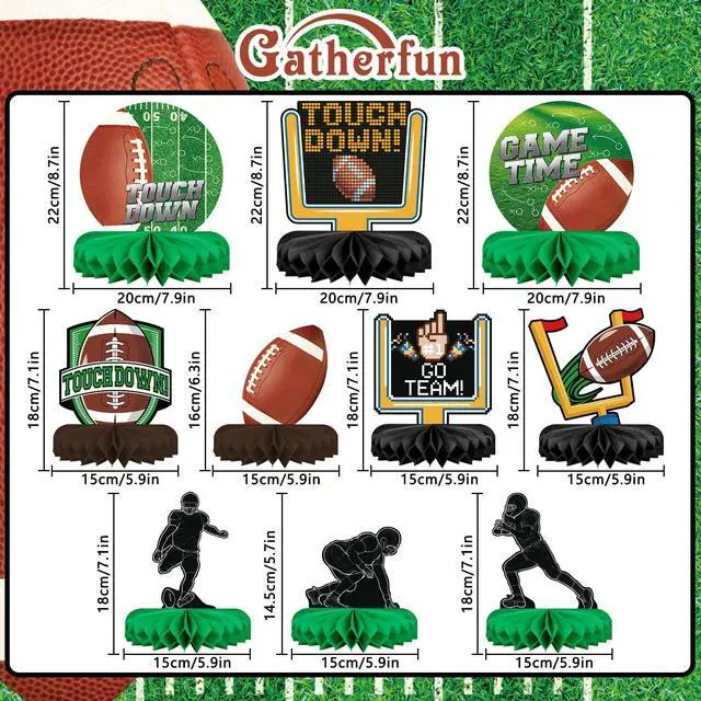 Alt view image 2 of 7 - 10PCS Football Party Decorations Football Table Centerpiece Football Honeycomb Centerpieces Table Toppers for Football Birthday Party Football Game