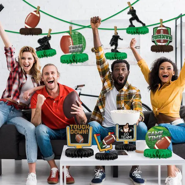 Alt view image 5 of 7 - 10PCS Football Party Decorations Football Table Centerpiece Football Honeycomb Centerpieces Table Toppers for Football Birthday Party Football Game