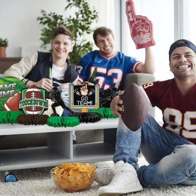 Alt view image 7 of 7 - 10PCS Football Party Decorations Football Table Centerpiece Football Honeycomb Centerpieces Table Toppers for Football Birthday Party Football Game