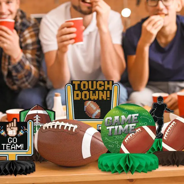 Alt view image 6 of 7 - 10PCS Football Party Decorations Football Table Centerpiece Football Honeycomb Centerpieces Table Toppers for Football Birthday Party Football Game