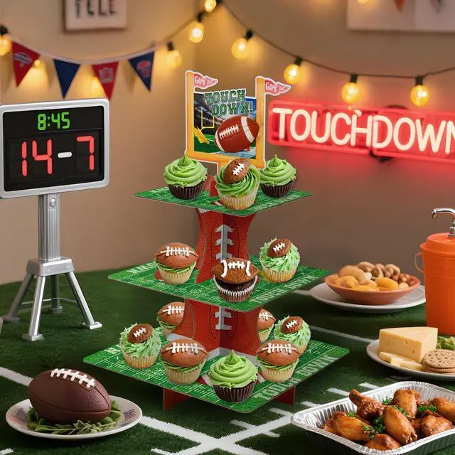 Alt view image 3 of 7 - Football Touchdown Cupcake Stand - for Football Theme Birthday & Tailgate Party, Football Party Decorations