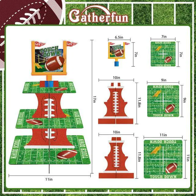 Alt view image 2 of 7 - Football Touchdown Cupcake Stand - for Football Theme Birthday & Tailgate Party, Football Party Decorations