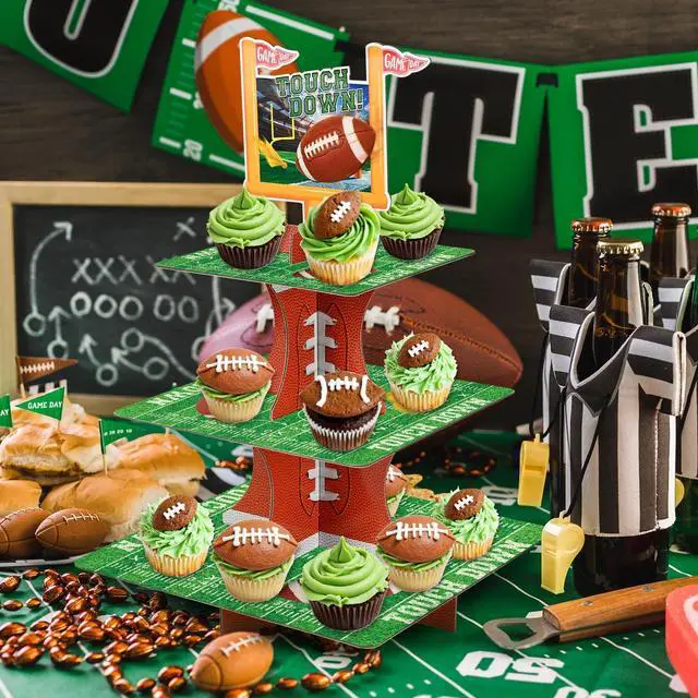 Alt view image 5 of 7 - Football Touchdown Cupcake Stand - for Football Theme Birthday & Tailgate Party, Football Party Decorations