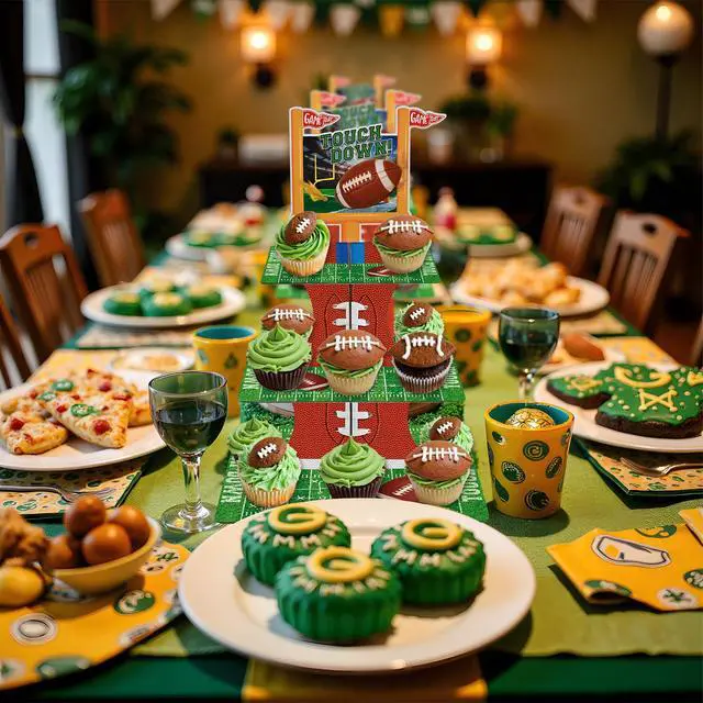 Alt view image 6 of 7 - Football Touchdown Cupcake Stand - for Football Theme Birthday & Tailgate Party, Football Party Decorations