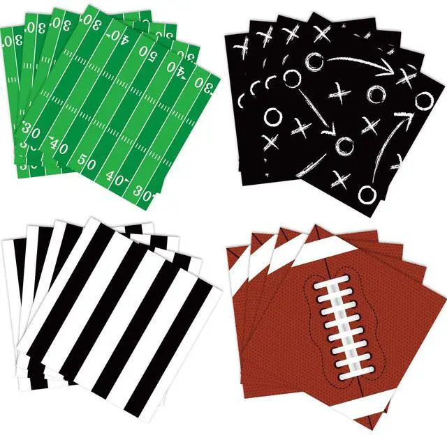 Main image of 60Pcs Football Napkins Party Supplies Disposable Football Themed Birthday Napkins Set Sports Games Napkin with 4 Designs for Sports Events Frenzy Game Time Birthday Tailgate Party Decorations