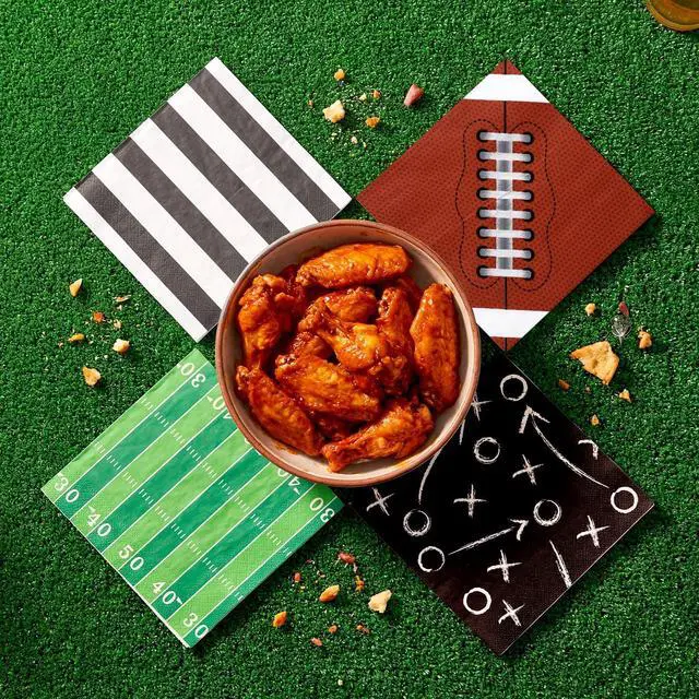 Alt view image 5 of 7 - 60Pcs Football Napkins Party Supplies Disposable Football Themed Birthday Napkins Set Sports Games Napkin with 4 Designs for Sports Events Frenzy Game Time Birthday Tailgate Party Decorations