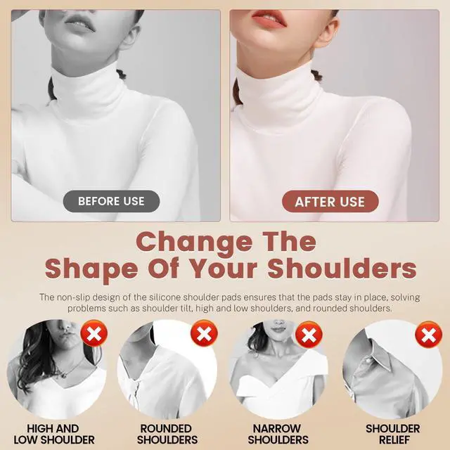 Alt view image 3 of 6 - 2 Pairs Reusable Silicone Shoulder Pads, Removable Anti-Slip Shoulder Pads for Womens Clothing, Washable Self Adhesive Shoulder Push-Up Pads Men (2)