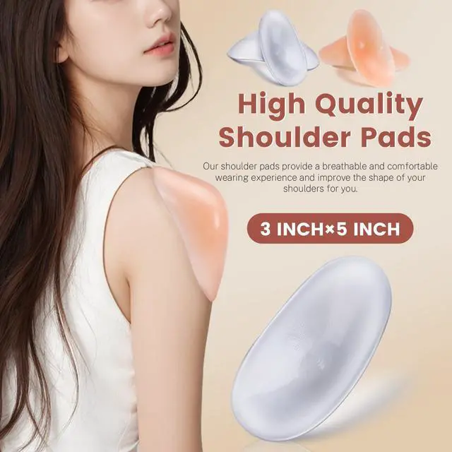 Alt view image 2 of 6 - 2 Pairs Reusable Silicone Shoulder Pads, Removable Anti-Slip Shoulder Pads for Womens Clothing, Washable Self Adhesive Shoulder Push-Up Pads Men (2)