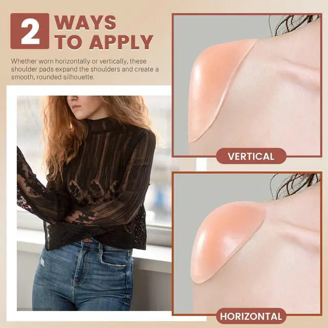 Alt view image 4 of 6 - 2 Pairs Reusable Silicone Shoulder Pads, Removable Anti-Slip Shoulder Pads for Womens Clothing, Washable Self Adhesive Shoulder Push-Up Pads Men (2)