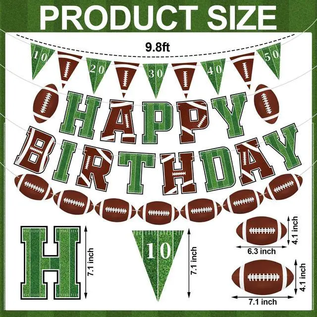 Alt view image 2 of 4 - Football Happy Birthday Banners Pre-Strung American Football Pennant Banner Sports Theme Triangle Flag Garland for Boys Men Sport Birthday Party Bunting Decoration Bowl Game Supplies